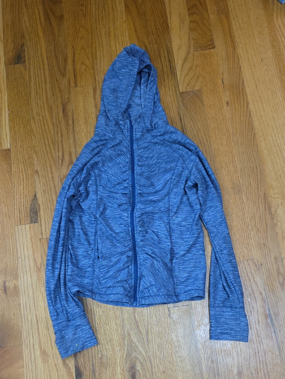 Girl's All In Motion Lightweight Hooded Jacket - Heather Blue